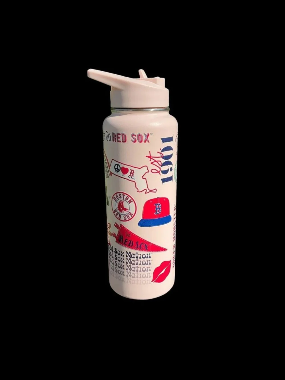 Boston Red Sox Light Pink 34oz Water Bottle MLB The Memory Company New